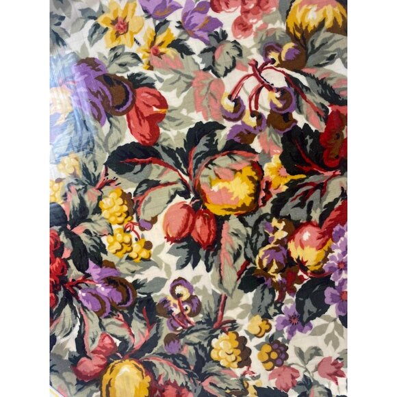 Vintage Italian Floral Fruit Round Serving Tray Woven Wood Bottom - Picture 2 of 5